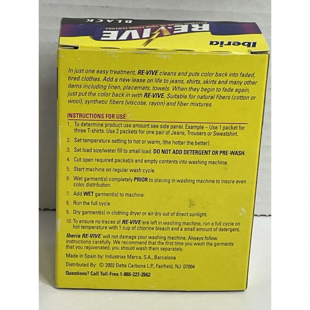Iberia Revive Black Restore Color To Your Faded Clothes 4 Pack 3.5 Oz